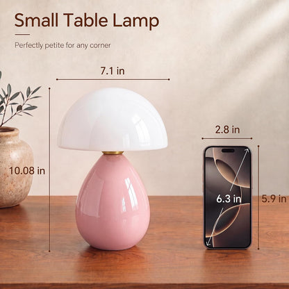 Dawnwake Mushroom Lamp Table Lamp for Bedroom-Small Desk Table Lamps,White