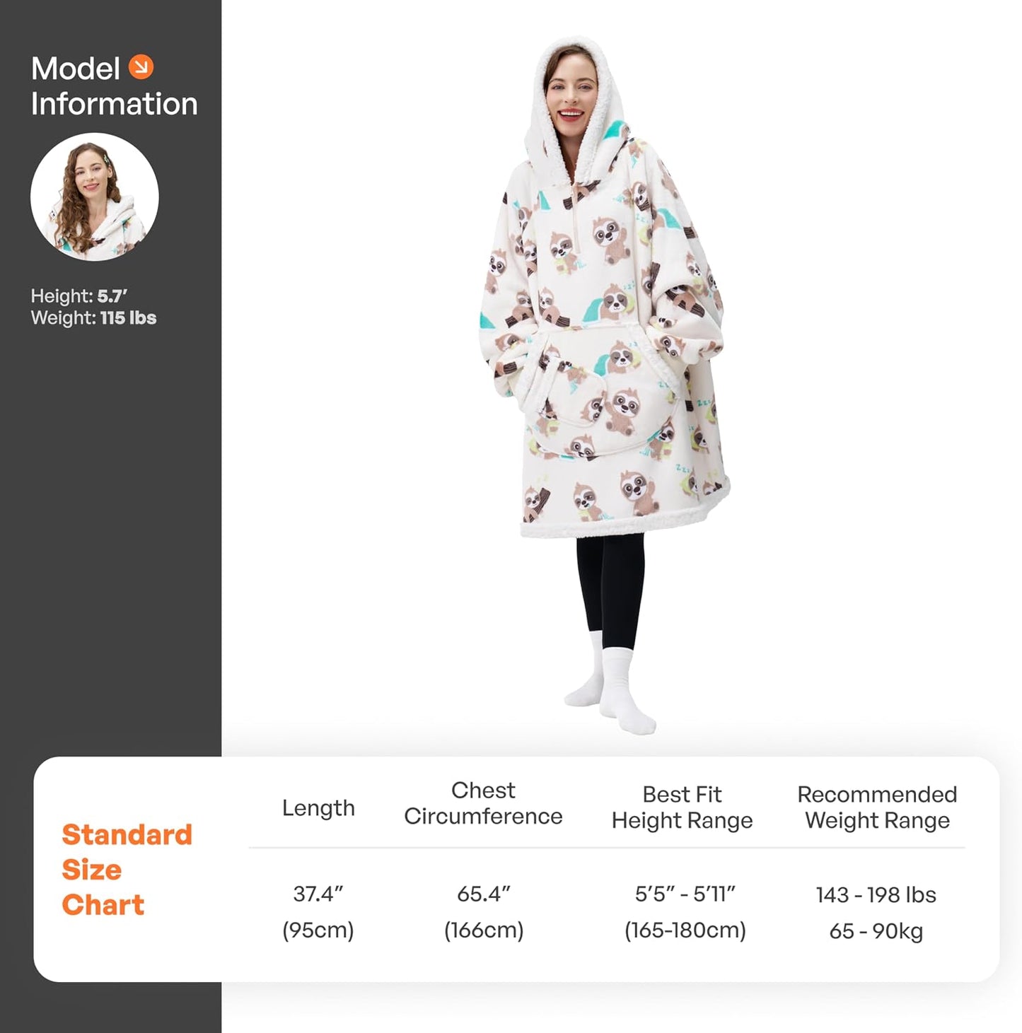 Giggling Getup Wearable Blanket Hoodie for Adults Gifts for Teen Girls Sister Women Sherpa Fleece Printed Hooded Blanket Sweatshirt Warm Cozy with Pocket & Sleeves Beige Cat