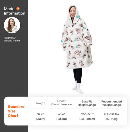 Giggling Getup Wearable Blanket Hoodie for Adults Gifts for Teen Girls Sister Women Sherpa Fleece Printed Hooded Blanket Sweatshirt Warm Cozy with Pocket & Sleeves Beige Cat