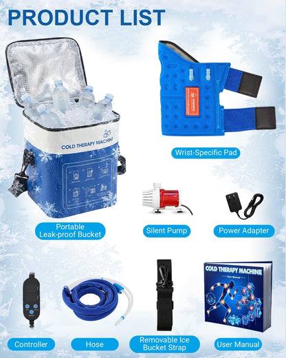 Cold Therapy Machine for Elbow, Ice Machine for Tennis Elbow&Post-Surgery Recovery, Cryotherapy Device with Temp Display & 3 Flow Modes, Adjustable Elbow Wrap for Arthritis, Bursitis, Swelling Relief