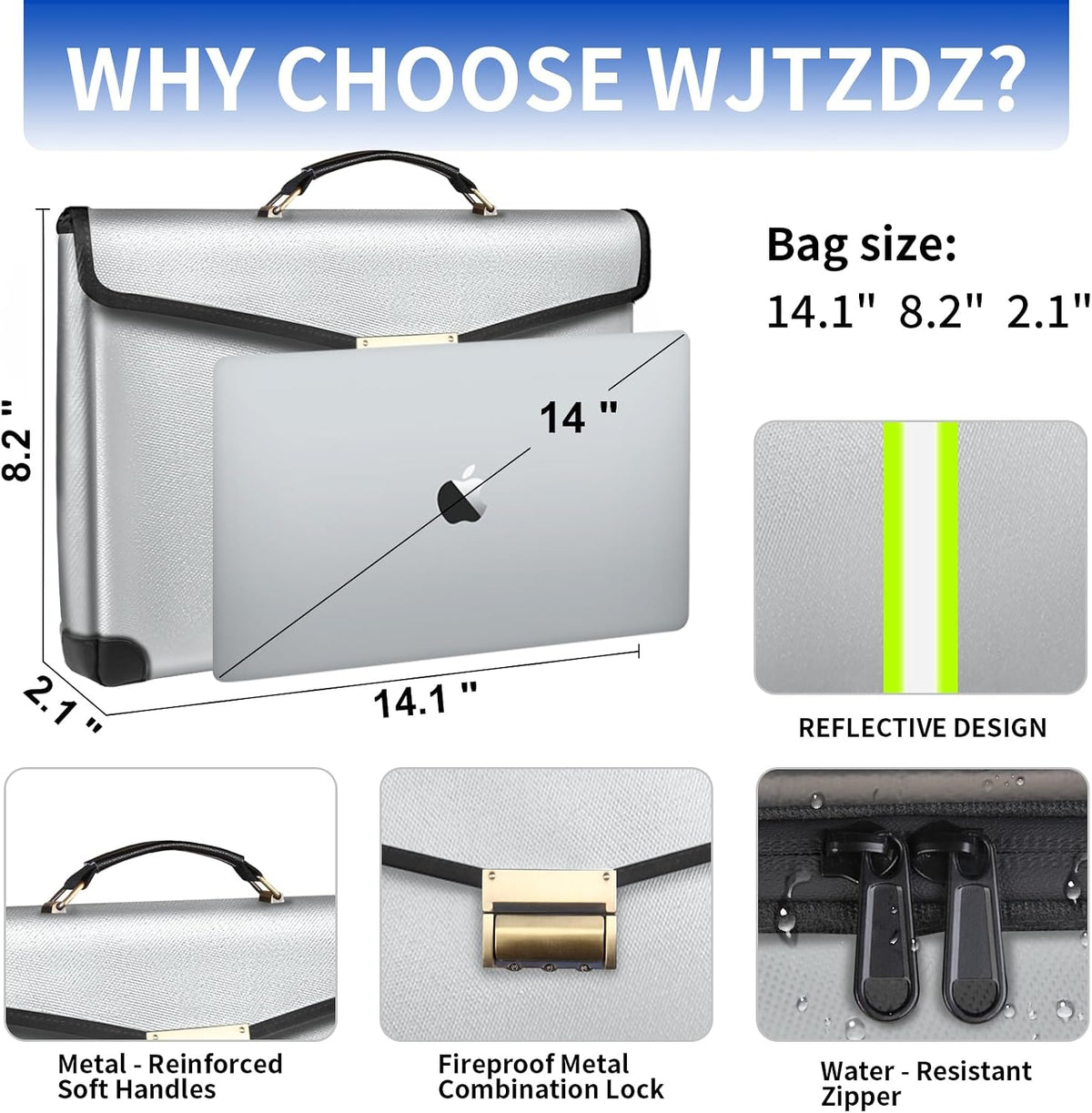 Upgraded Fireproof Money Bag,10 Layers of Heat Insulated Materials 6500°F