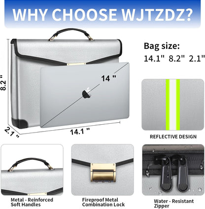 Upgraded Fireproof Money Bag,10 Layers of Heat Insulated Materials 6500°F
