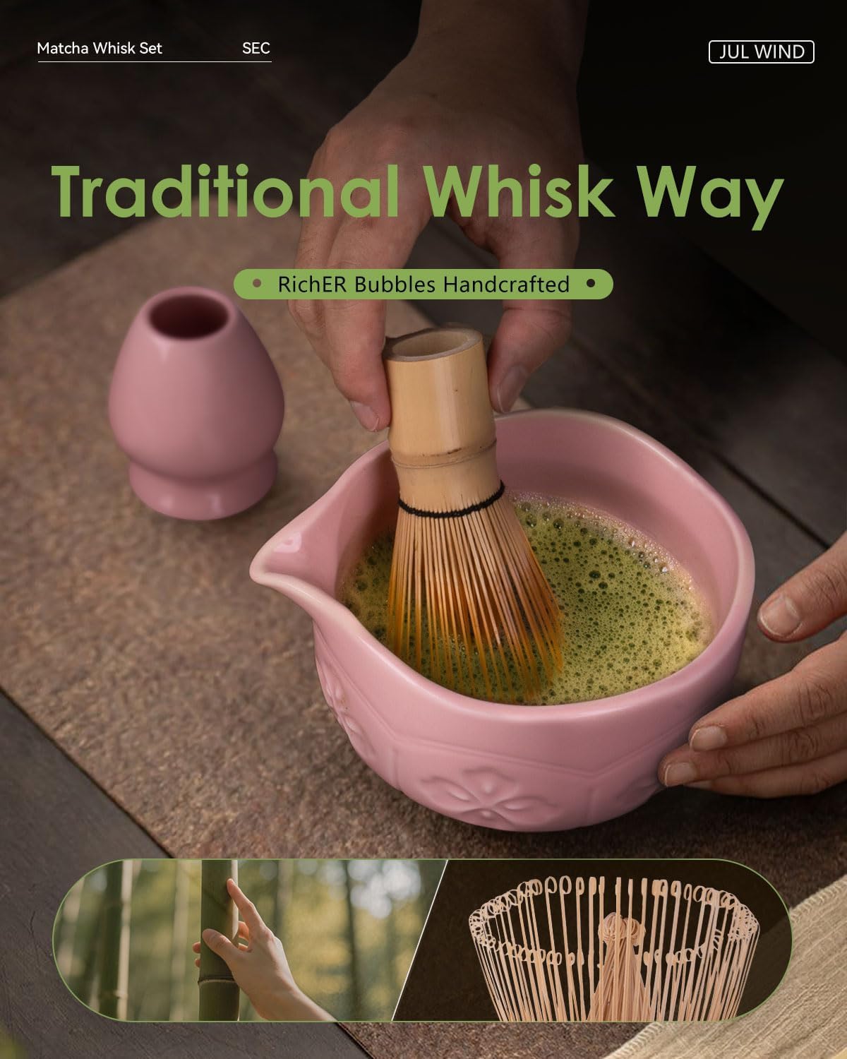 Matcha Whisk - 2-pack Bamboo matcha Whisk set, Handcrafted Traditional Japanese Chasen, 100-Prong Matcha Stirrer Wisk Mixer Brush for Authentic Matcha Tea Preparation