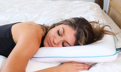 Bluewave Bedding Ultra Slim Max Cool CarbonBlue Gel Memory Foam Pillow for Stomach and Back Sleepers - Thin, Flat Design with Advanced Cooling (2.75-Inch Height, Standard Size)
