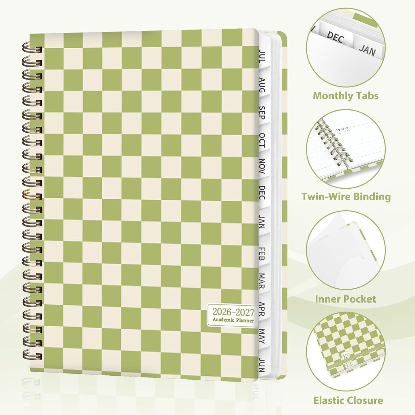 Planner 2026-2027, Weekly and Monthly Calendar Planner, JUL 2026 - JUN 2027 | A5(6.3'' x 8.5''), Hardcover, Agenda Book, Sprial Bound, Inner Pocket, Office and School Use