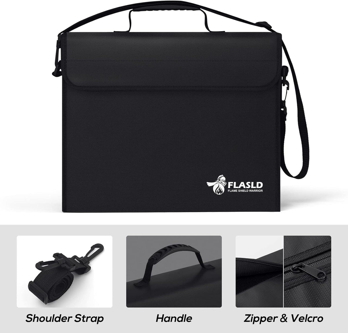 FLASLD Large Fireproof Document Bags, 24x12x12” Waterproof Storage Firesafe Bag, Fireproof Folder Safe Box for Cash, Valuables & Passport, Silicone Coating & Zipper Closure