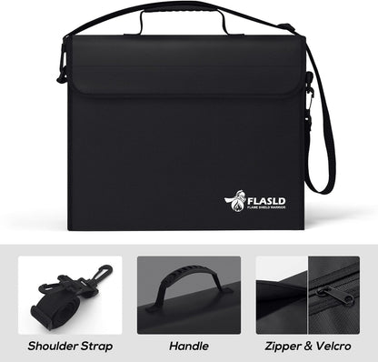 FLASLD Large Fireproof Document Bags, 24x12x12” Waterproof Storage Firesafe Bag, Fireproof Folder Safe Box for Cash, Valuables & Passport, Silicone Coating & Zipper Closure