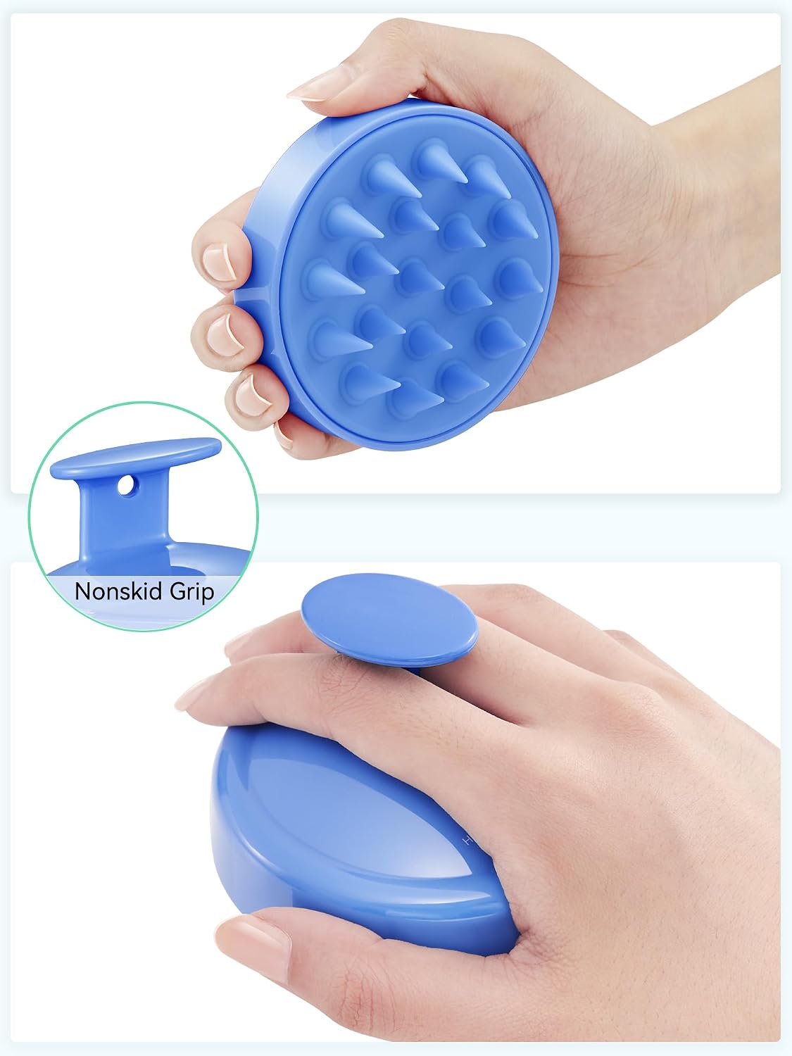 HEETA Scalp Massager Hair Growth, Soft Silicone Scalp Scrubber Shampoo Brush for Exfoliation, Dandruff Removal Head Massage Stress Relax, Wet & Dry Use for Thick Thin Curly Hair Care, Black