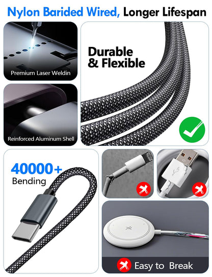 Travel Essentials for Apple Watch Charger,3-in-2 Multi Charging Cable