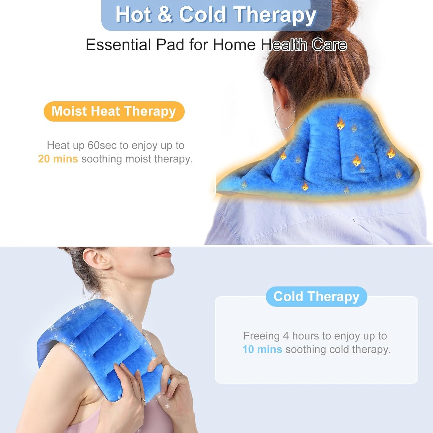 SuzziPad Microwavable Heating Pads for Neck and Shoulder Back Discomfort, 7x16 Fatigue Soothing Heated Pad Microwave, Moist Hot Packs, Unscented Heat Pack for Aches, Sore Muscle, Gray