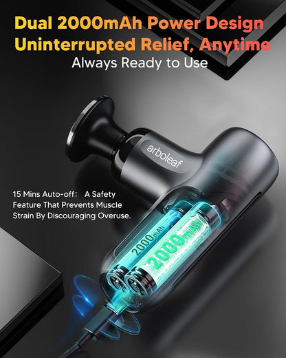 arboleaf Mini Massage Gun Deep Tissue, Percussion Muscle Massager for Back Pain Relief, Portable Small Travel Size, Quiet Massager, Gifts for Woman Man