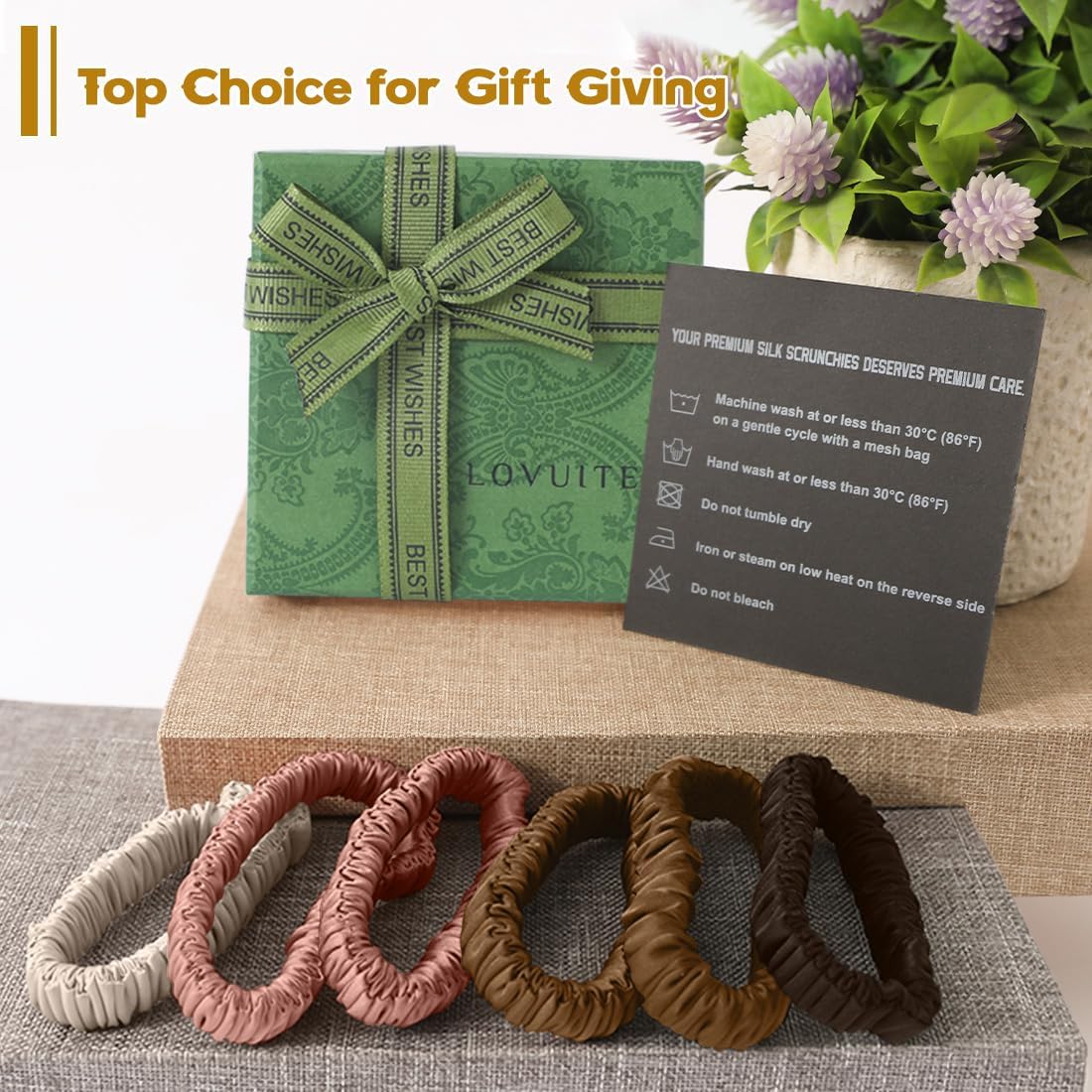 6PCS Silk Scrunchies for Hair, 100% Mulberry Silk Hair Ties, Scrunchies for Women Girls, Elastic Ponytail Holders No Damage