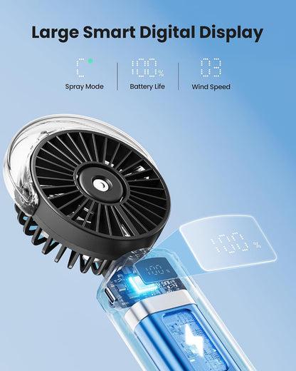 Gaiatop Portable Misting Fan, Rechargeable Handheld Fan with Water Spray