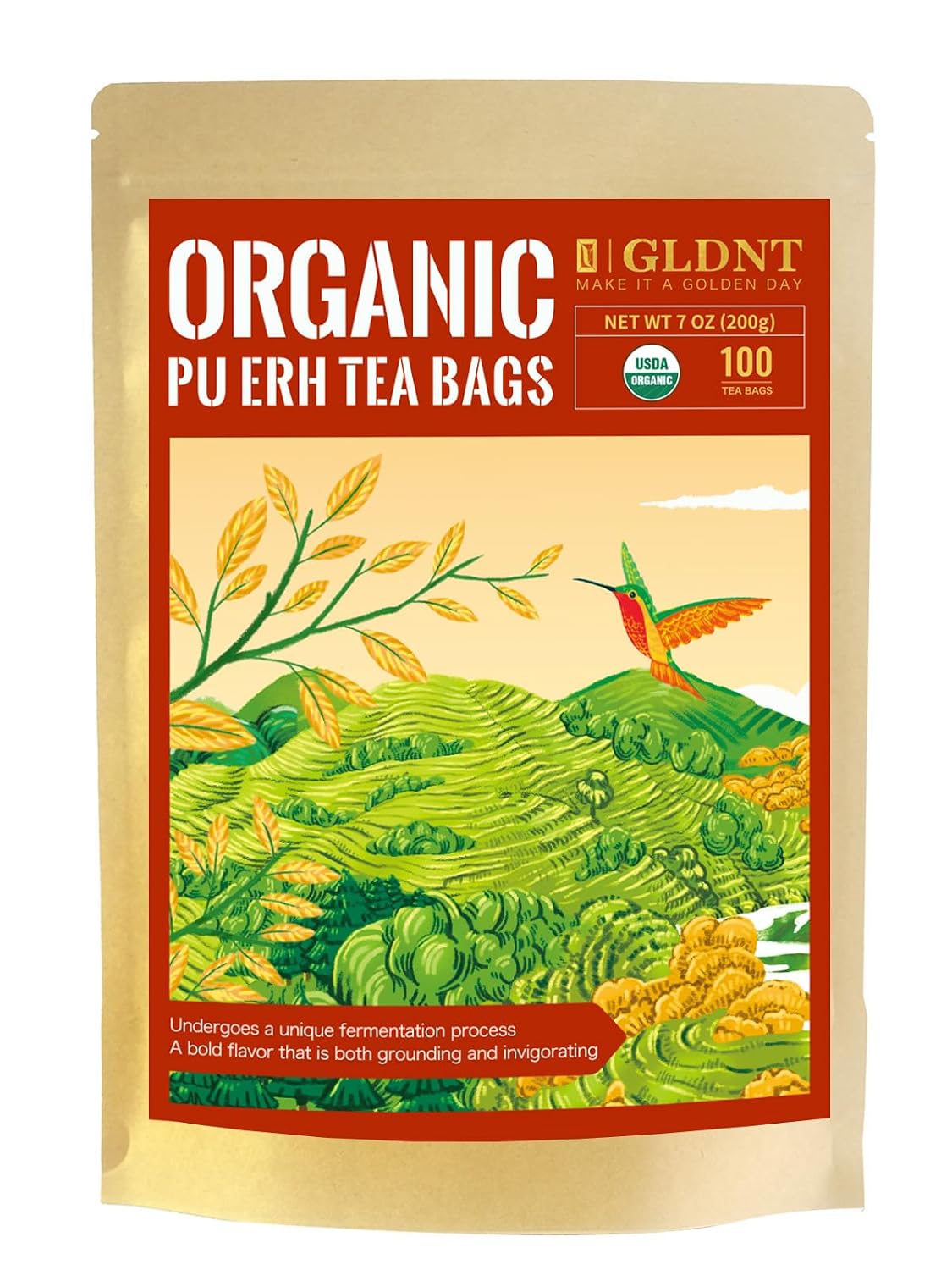 GLDNT Organic Milk Thistle Tea, Natural Organic Milk Thistle Seed Herbal Tea, Mild & Mellow Taste, Caffeine Free, 100 Count
