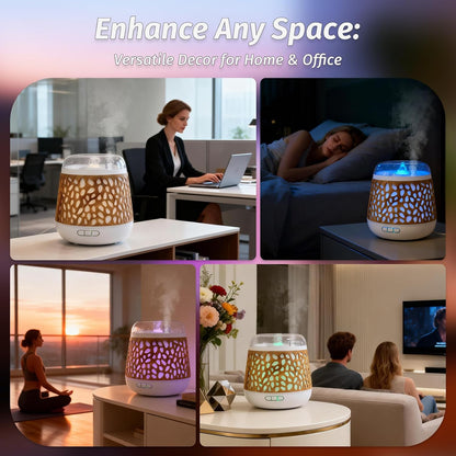 Weljoy Patented Dancing Water Fountain, Desktop Zen Decor & Light (Light Wood Grain)