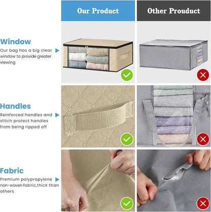 HomeHacks Clothes Organizer Storage Bags, 35L Storage Bins, Gray
