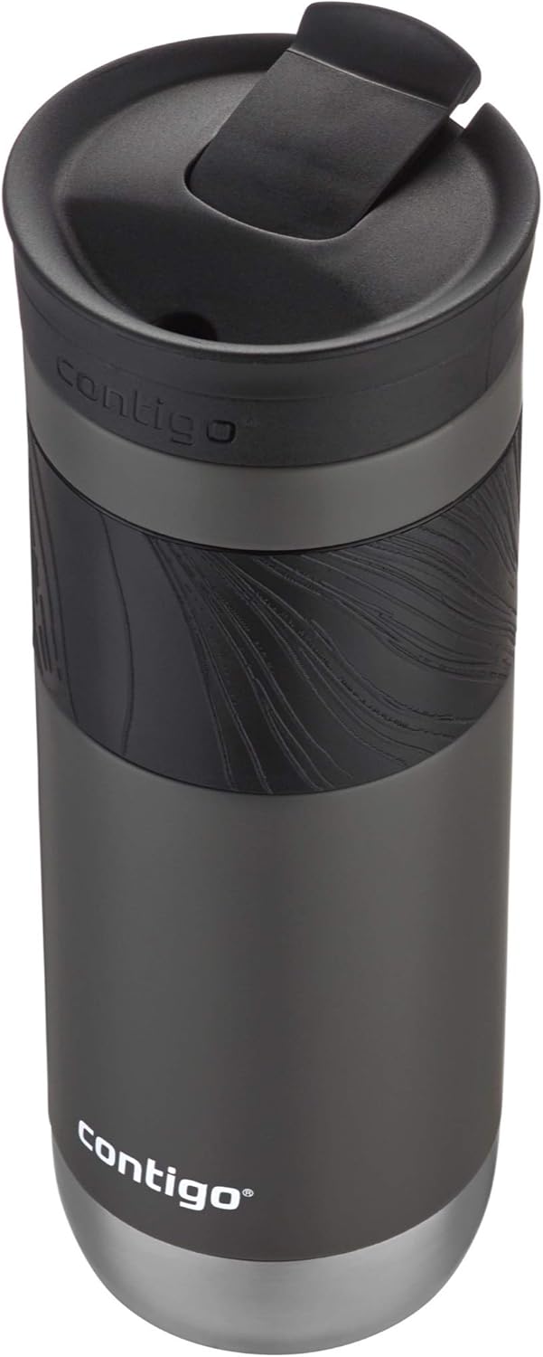 Contigo SNAPSEAL Insulated Stainless Steel Travel Mug with Grip 20oz. Blue Corn Transparent Satin & Midnight Berry