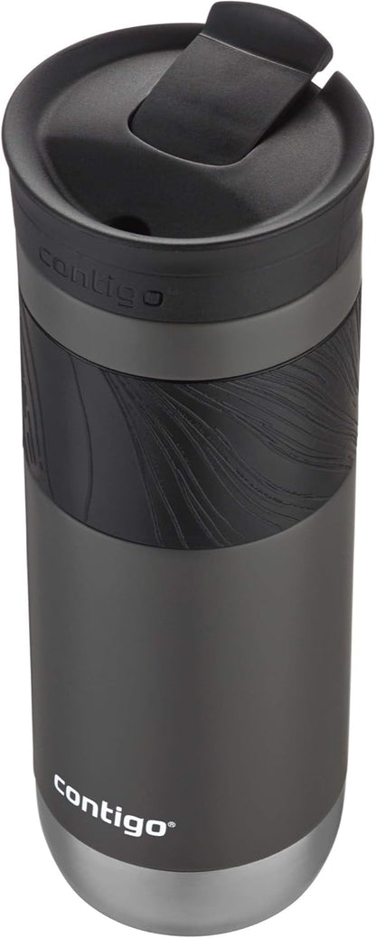 Contigo SNAPSEAL Insulated Stainless Steel Travel Mug with Grip 20oz. Blue Corn Transparent Satin & Midnight Berry