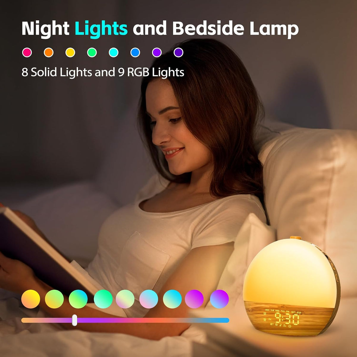 Geuuap Sunrise Alarm Clock White Noise Machine with Bluetooth Speaker,Khaki