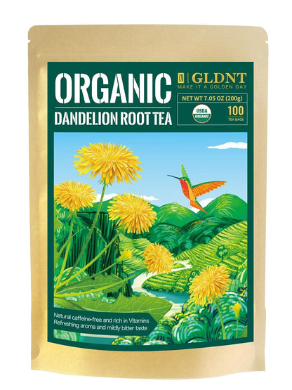 GLDNT Organic Milk Thistle Tea, Natural Organic Milk Thistle Seed Herbal Tea, Mild & Mellow Taste, Caffeine Free, 100 Count