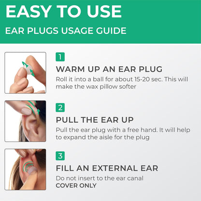 Peace&Quiet | PQ Wax Ear Plugs for Sleeping, Swimming - Soft Noise Cancelling Silicone Gel Wax Earplugs for Sleep and Swimmers, Sound Blocking Level of 32 Db, Color: Blue