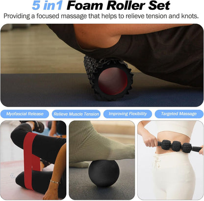 5 in 1 Foam Roller Set High Density Patented Foam Roller for Exercise