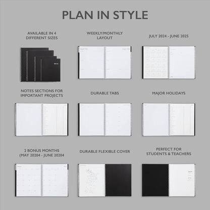 Blue Sky 2026-2027 Weekly and Monthly Academic Year Planner Calendar, July 2026 - June 2027, 8.5" x 11", Flexible Cover, Wirebound, Laminated Tabs, Enterprise