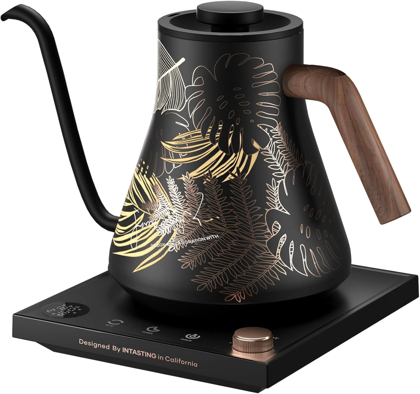 INTASTING Electric Kettles, Gooseneck Electric Kettle, ±1℉ Temperature Control, Stainless Steel Inner, Quick Heating, for Pour Over Coffee, Brew Tea, Boil Hot Water, 0.9L Black