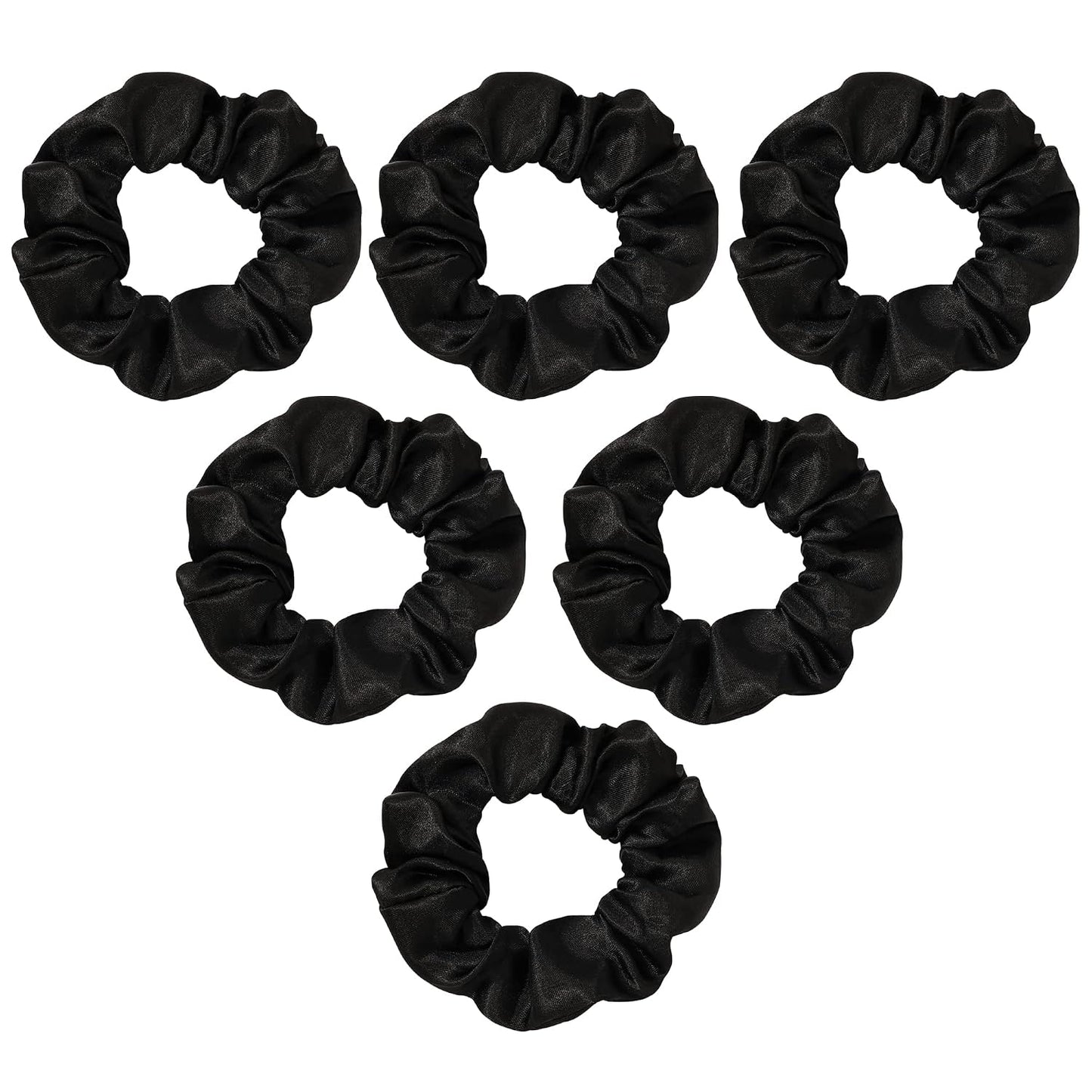 16 Pcs Scrunchies for Women - Black Satin Silk Scrunchies for Girls Hair Ties Elastics Bands Ponytail Holder Hair Accessories