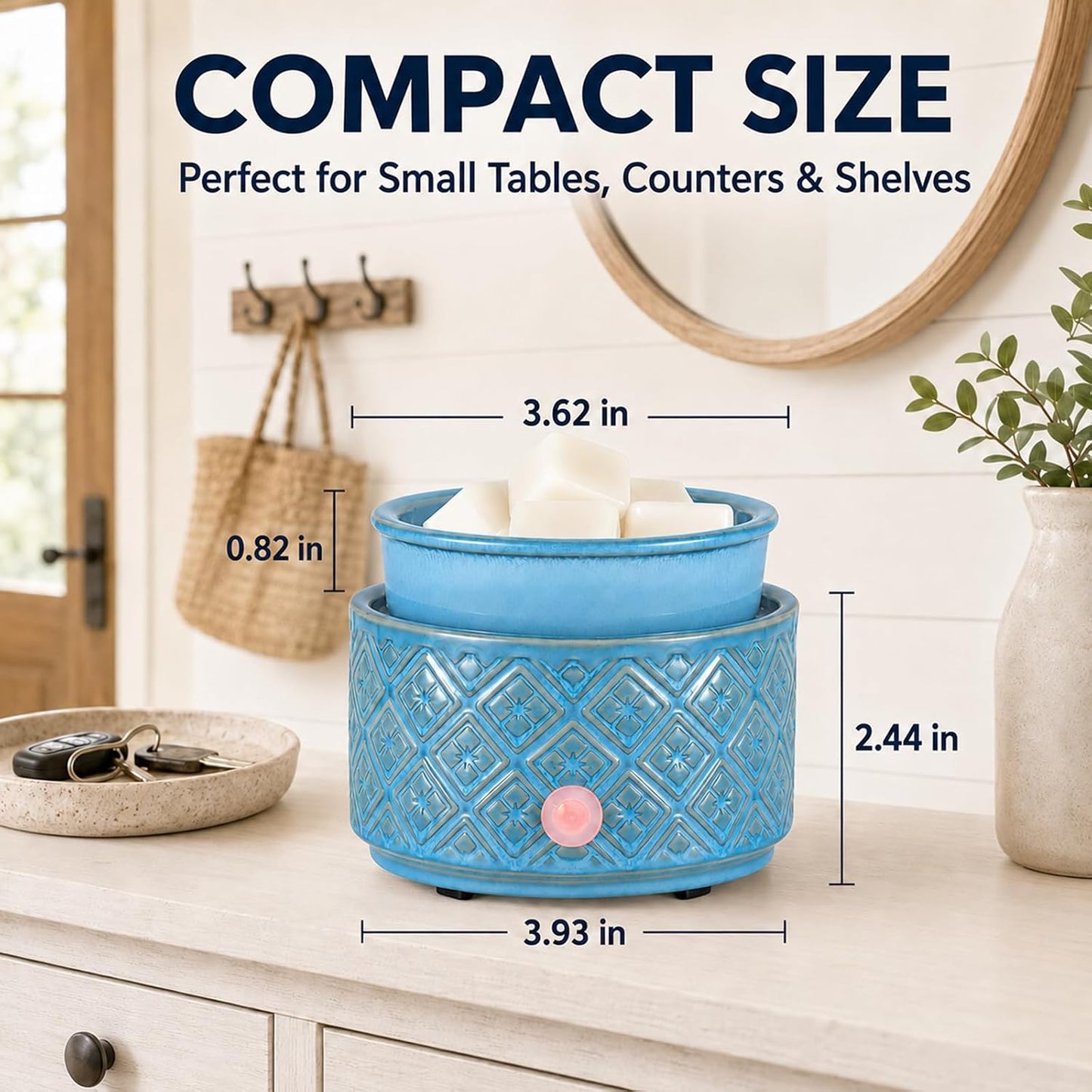 mocosa Ceramic Wax Warmer Wax Melt Warmer for Scented Wax 3-1 Electric Candle Warmer Home Fragrance Wax Burner for Mom Women(White-Fan Shaped)