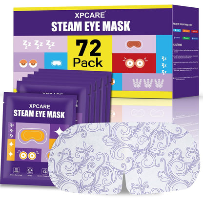 XPCARE 24 Pack Steam Eye Masks for Dry Eyes, Self Heated Steam Warm Eye Mask, Disposable Heated Eye Mask for Dark Circles, Puffy Eyes, Relief Stress Eye Fatigue (Unscented)