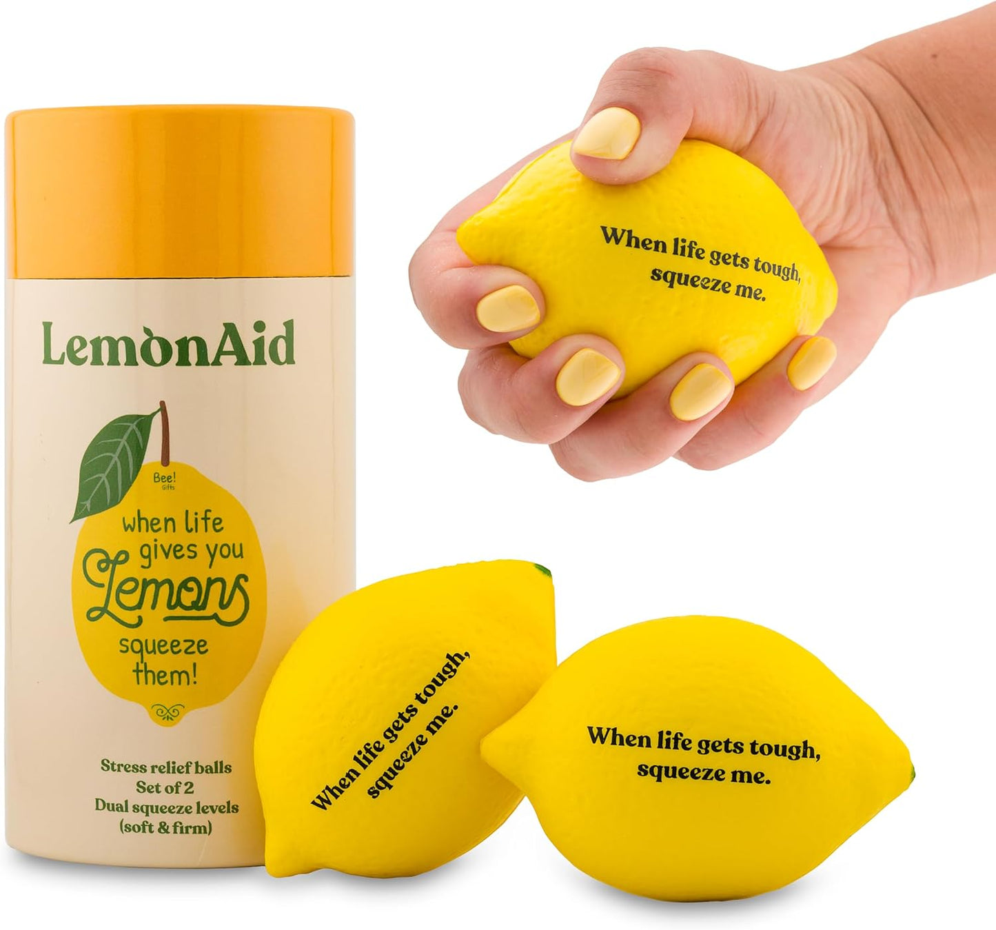LemonAid – Set of 2 Stress Balls – Soft & Firm Squeeze Levels | Fun Stress Relief Hand Exerciser | Perfect Christmas, Birthday & Appreciation Gifts for Teachers & Employees