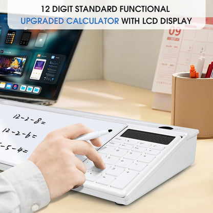 Varhomax Glass Weekly Dry Erase Desk White Board, Desktop to Do List Planner Whiteboard Calendar with Storage Caddy Memo for Home and Office, White