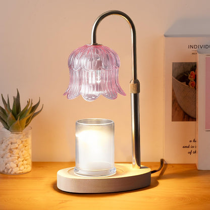 CRMILL Candle Warmer Lamp Electric Timer - Candles Warming Light Height Adjustable Dimmable Warmers Flower Lamps No Flame Heat Warm Melt Wax Jar Modern Home Decor Table Lights for Home Living Bedroom