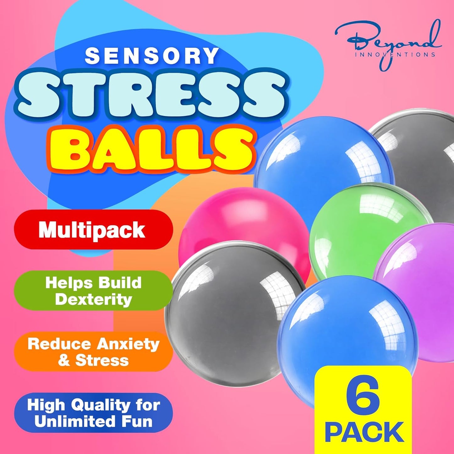 Stress Balls for Adults - 18 Pack | Fidget Toys | XL Stress Ball, Office Supplies, Squishy Fidget Toys | Anxiety Relief Calming Tool | Squishy Balls for Autism & ADHD, Assorted