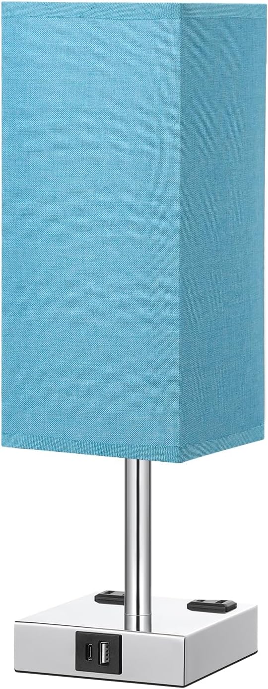 Touch Bedside Table Lamp for Bedroom - Dimmable, USB C+A, 2 AC Outlets