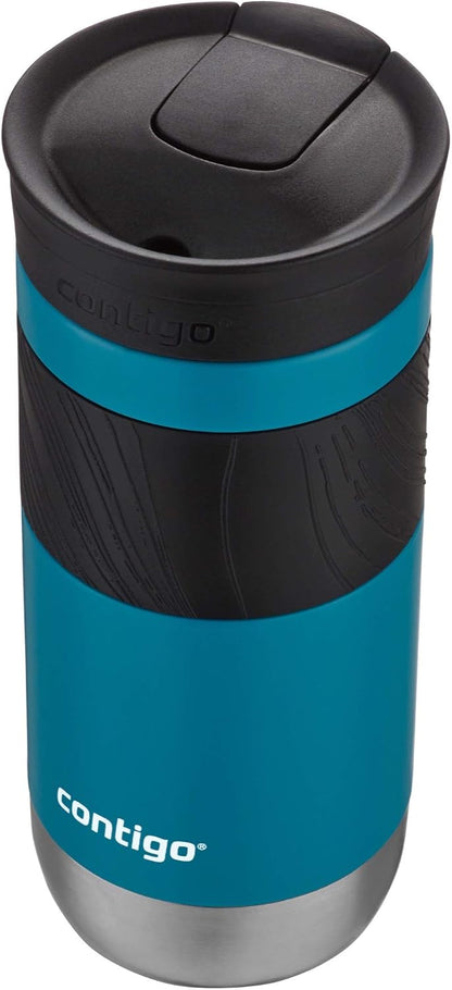 Contigo SNAPSEAL Insulated Stainless Steel Travel Mug with Grip 20oz. Blue Corn Transparent Satin & Midnight Berry
