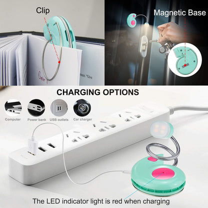 Kids Rechargeable Book Light, Clip on Reading Light for Kid, Kids Reading Lights, Amber Book Light for Reading in Bed, 2 Lighting Modes, Blue Light Blocking, Bookmark Light for Bookworms-Pink