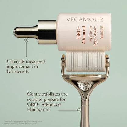 VEGAMOUR GRO+ Advanced Dermaroller for the Scalp, Gently Exfoliates to Help Promote Hair Density, Fuller Looking Hair with Continued Use