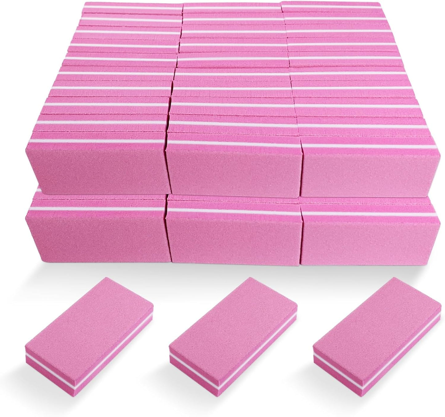 Pink Professional Nail Buffer Set - 30 Pcs, Acrylic & Natural Nails, 100/180 Grit Buffer Blocks