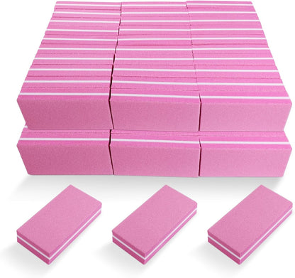 Pink Professional Nail Buffer Set - 30 Pcs, Acrylic & Natural Nails, 100/180 Grit Buffer Blocks