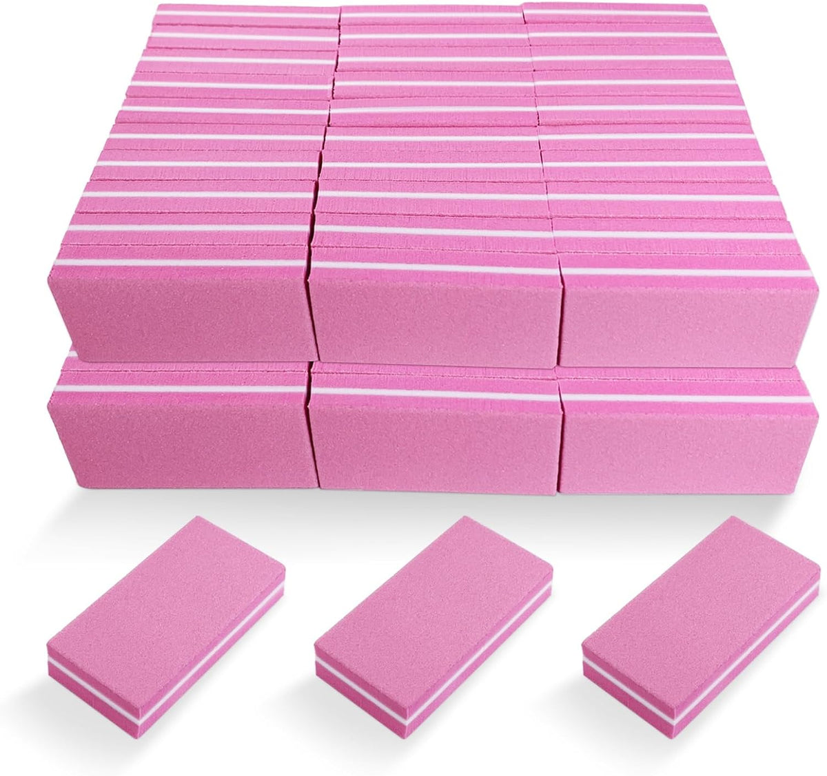 Pink Professional Nail Buffer Set - 30 Pcs, Acrylic & Natural Nails, 100/180 Grit Buffer Blocks