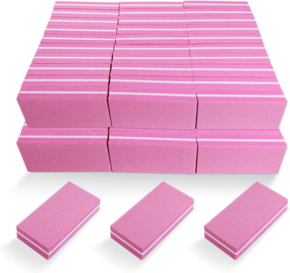 Pink Professional Nail Buffer Set - 30 Pcs, Acrylic & Natural Nails, 100/180 Grit Buffer Blocks