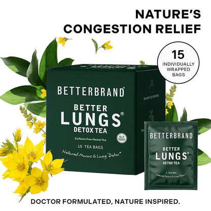 Betterbrand Mullein Tea Bags, Lung Detox w. Thyme, Elderberry, 15 Bags