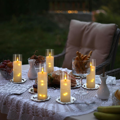 YOROXRG Set of 24 Waterproof Outdoor Flameless Candles, LED Candles with 4 Remote and Timer,(H 4" 5" 6" x D 2.2"),for Halloween Wedding Festiv