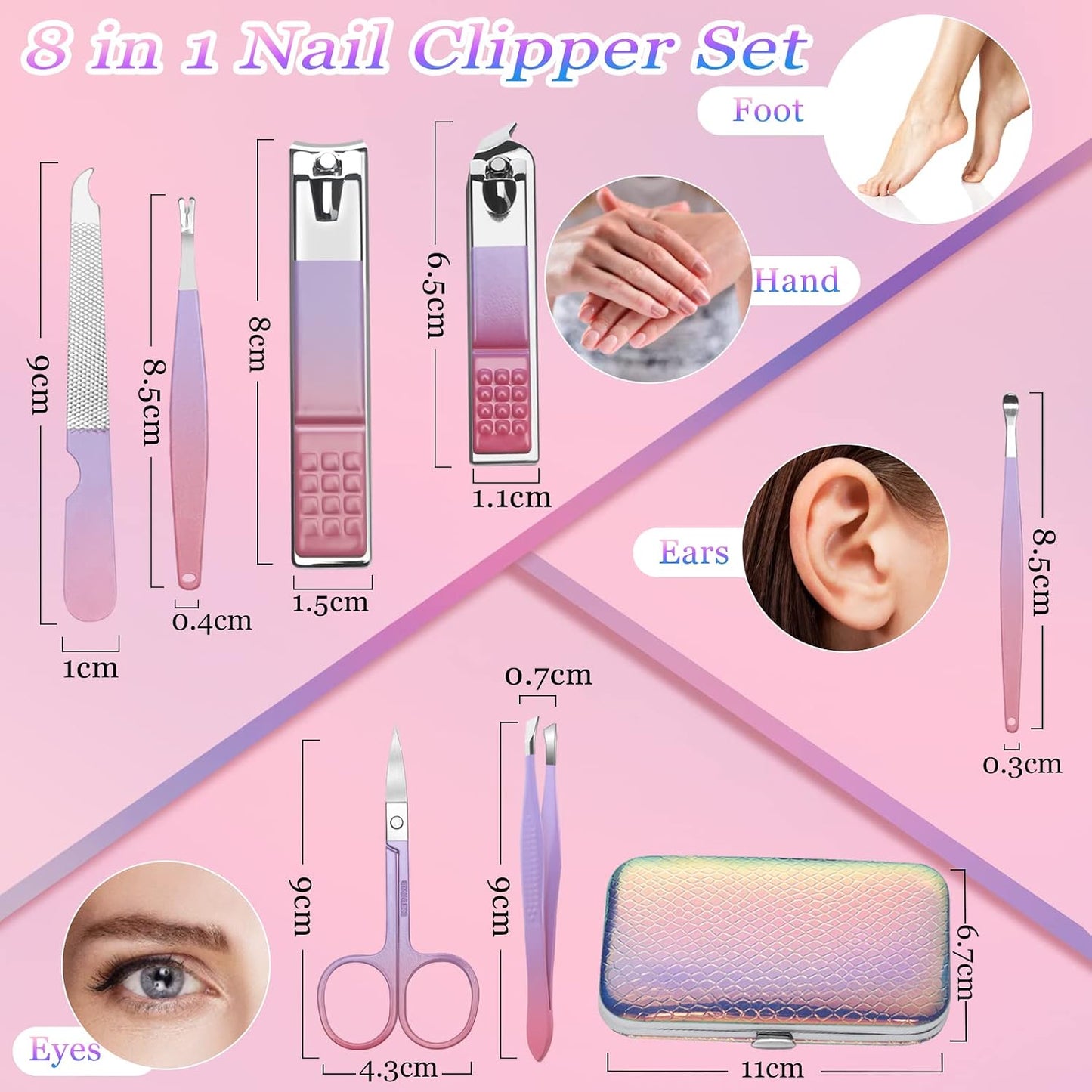 Manicure Set Men Finger and Toe Nail Clippers Set Professional Manicure Pedicure Kit with Travel Case Personal Care Tools Accessories Nail Grooming Kit Gifts for Men Women Father Mother