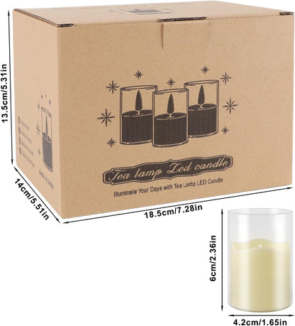 24 Pcs LED Flameless Candles with Remote, 3D Flickering Flame & LED String Lights, Acrylic Clear Cylinder, Timer Function, Romantic Ambience for Home Decor, Party, Wedding (Ivory).