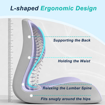 Seat Cushion for Office Chair and Car, Lumbar Support Pillow for Office Chair, Memory Foam Ergonomic Seat Cushion for Long Sitting, Back & Tailbone Pain, Sciatica - Dark Gray & Light Gray