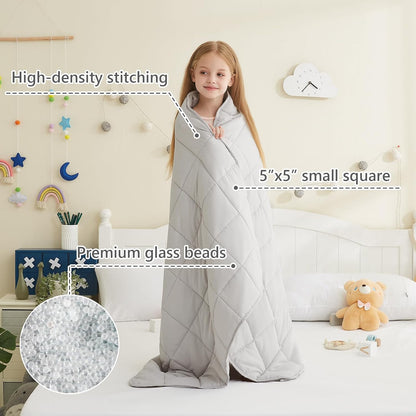 L'AGRATY Weighted Lap Pad 7lb: Small Weighted Blanket for Adults - Cooling Portable Travel Blanket for Relaxation Sleeping - Washable All-Season (29" x 24")