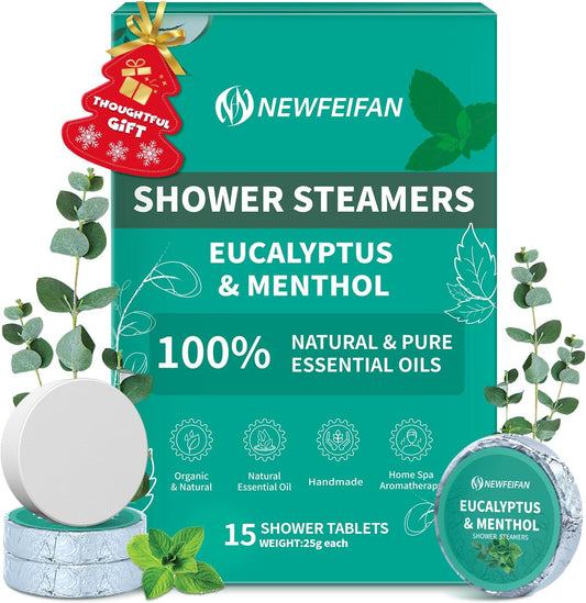 Shower Steamers Aromatherapy for Women & Men, 15 Pack Eucalyptus & Menthol